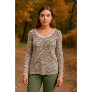 We the Free Scoop Neck Variegated Textured Knit Sweater Medium Boho Earthy Fall